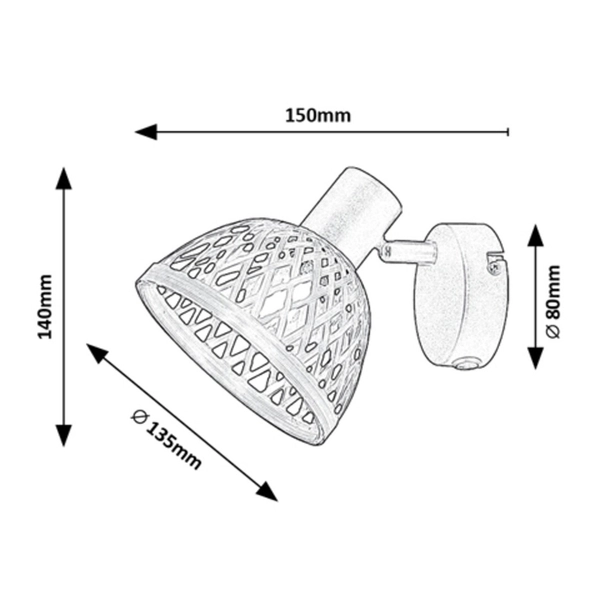 Kinkiet z włącznikiem Rattan 3133 ścienna lampa z regulacją brązowa