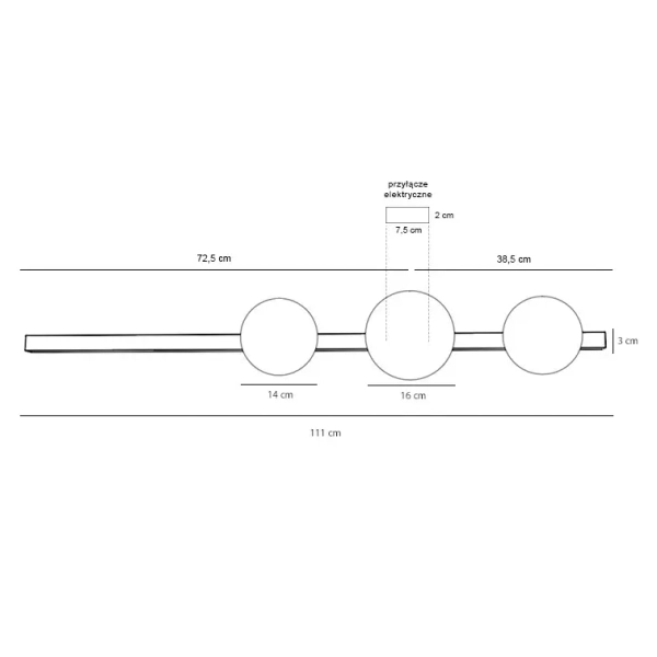 Potrójna lampa ścienna GARDA 1099Y kulista do salonu biała