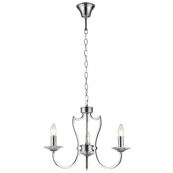 Eklektyczna wisząca lampa Riga P03755CH Cosmolight metal kryształ srebrna