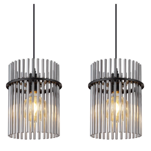 Szklana lampa wisząca GORLEY 15698-3H potrójna do jadalni czarna