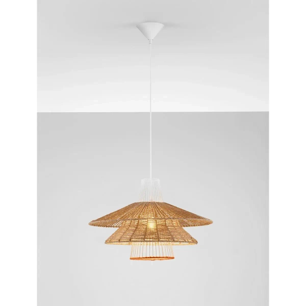 Sznurkowa wisząca lampa LOREZIA LE45373 boho do salonu brązowa
