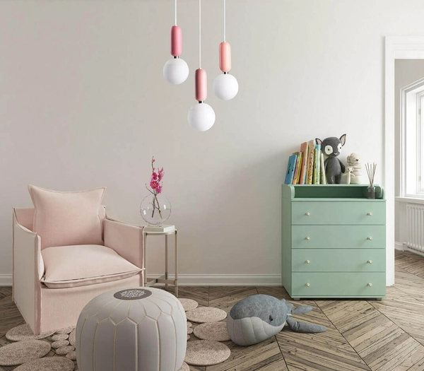 Wisząca lampa dziecięca Rubi LP-044/3P Pink biała różowa