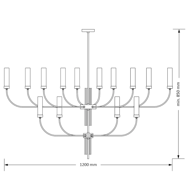 Żyrandol pałacowy Mussa MUS-ZW-15 (Z) do salonu tuby białe mosiądz
