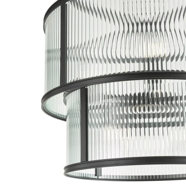 Loftowa wisząca lampa Bianka BIA0622 do salonu żebrowana czarna