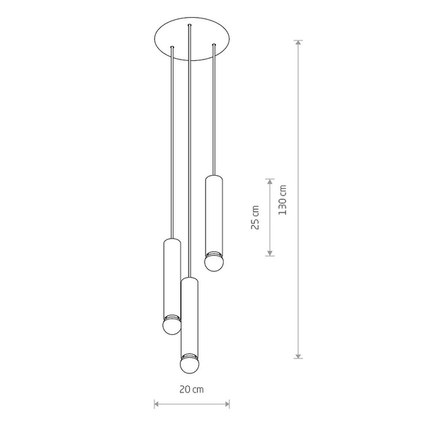 Wisząca lampa gabinetowa Baton 7855 minimalistyczne tuby mosiądz