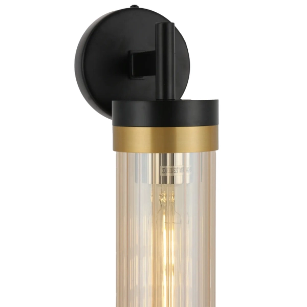 Ścienny kinkiet Malika WL0123-1 Yaskr szklana tuba miodowy czarny złoty
