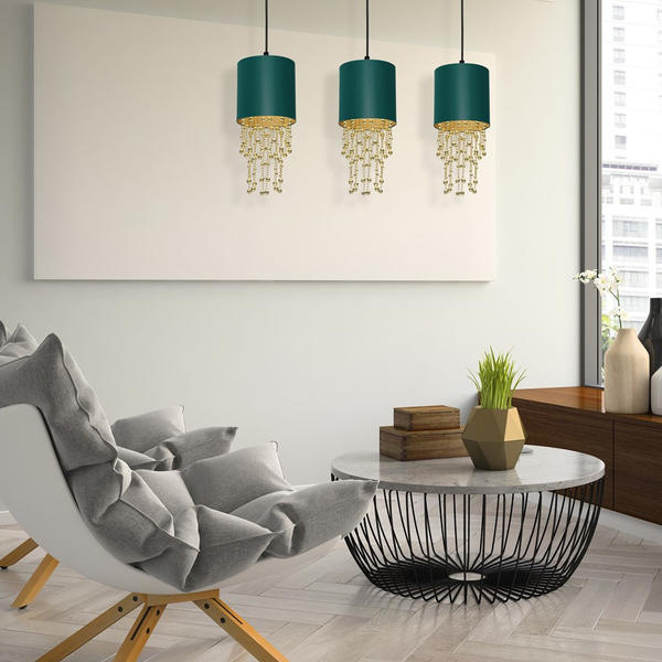 LAMPA wisząca ALMERIA MLP64500 Milagro abażurowa OPRAWA crystal glamour zwis zielony złoty