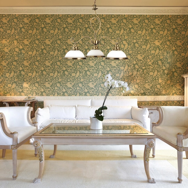 LAMPA wisząca ELISETT 2753 Rabalux szklana OPRAWA klosze kopuły dzwonki ZWIS klasyczna na łańcuchu brąz biała