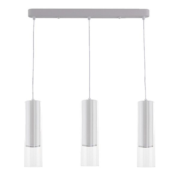 Szklane zwisy Manacor LP-232/3L WH Light Prestige na listwie białe tuby