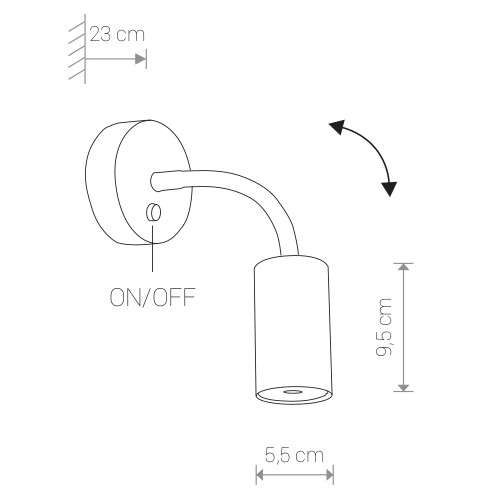 Kinkiet LAMPA ścienna EYE FLEX S 9067 Nowodvorski metalowa OPRAWA elastyczny peszel tuba mosiądz czarna