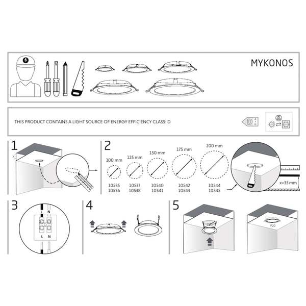 Lampa sufitowa Mykonos 10535 Nowodvorski LED 6W 3000K wpustowa biała
