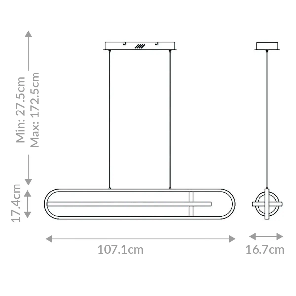 Wisząca lampa owalna Demark QN-DEMARK-LP-BG LED 58W 3000K nad stół złoty