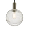 Zwisająca szklana lampa Nikolas NIK0167-E02 żebrowana kula chrom