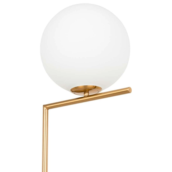 Stojąca LAMPA podłogowa CONDI MLM-7475/1-G MDECO loftowa OPRAWA szklana kula ball mosiądz biała