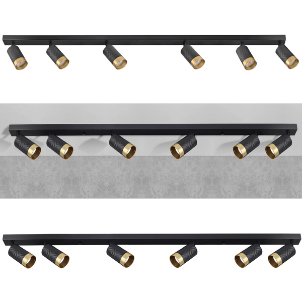 Wielopunktowa lampa sufitowa ARRAS 323576 tubki czarny złoty