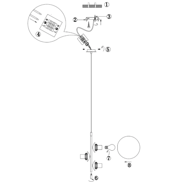 LAMPA wisząca NOSTALGIA MOD048PL-03G Maytoni modernistyczna OPRAWA szklane kule ZWIS balls czarne białe złote