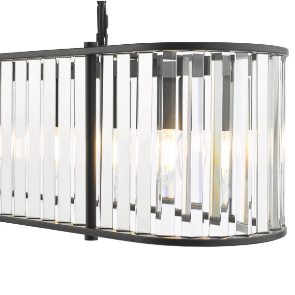 Owalna wisząca lampa Kiran KIR3422 nad stół kryształowy czarny