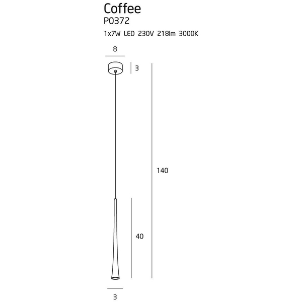 LAMPA wisząca COFFEE P0372 Maxlight metalowa OPRAWA zwis LED 7W 3000K kropla łezka drop czarna