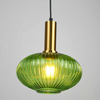 Plisowana LAMPA wisząca NORFOLK 314314 Polux szklany ZWIS do salonu loftowy zielony