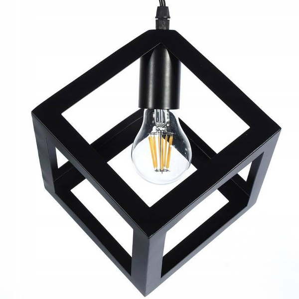 Potrójna lampa zwisająca Loft 504 Domeno LED klatka metalowa czarna
