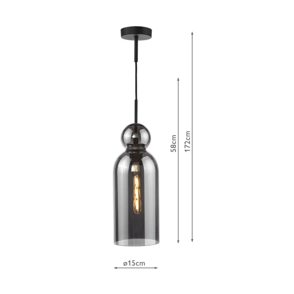 Loftowa wisząca lampa Tao TAO0110 do salonu czarny przydymiona