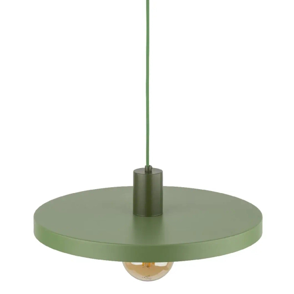 Metalowa zwisająca lampa Sila 10762 dysk na kablu zielony