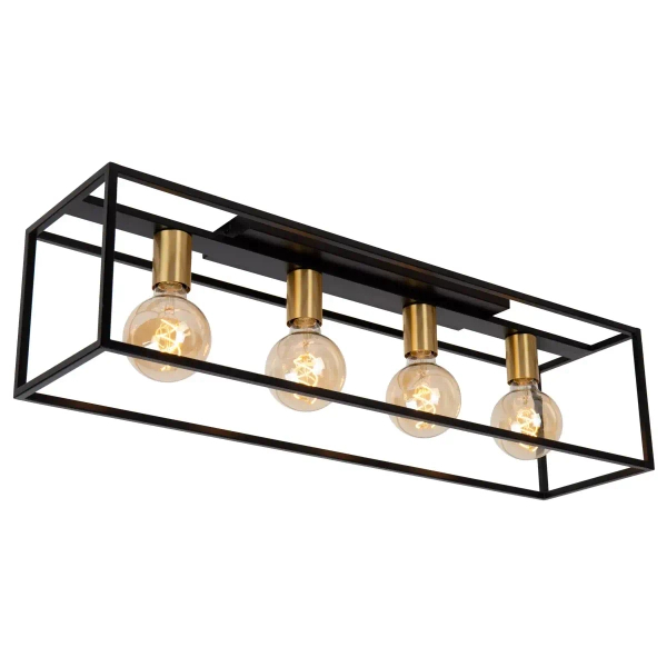 Metalowa lampa przysufitowa RUBEN 00124/04/30 Lucide czarny złoty