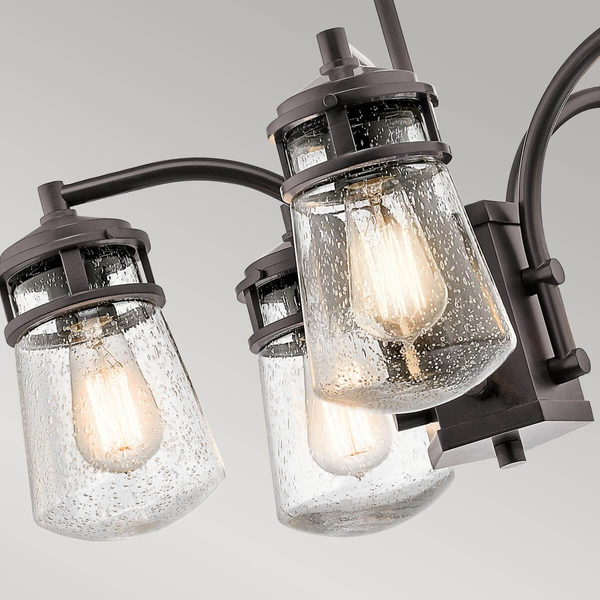 Wisząca lampa ogrodowa Lyndon KL-LYNDON-5P-AZ Kichler na taras IP44 brązowa