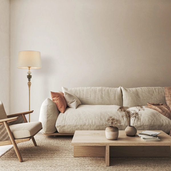 Stojąca lampa podłogowa Moren FL-84678A-AB Italux abażur brązowy morelowy