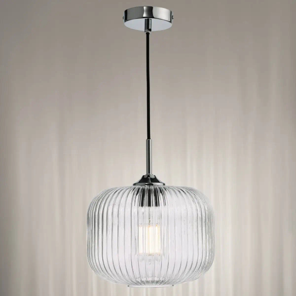 Regulowana wisząca lampa Demarius DEM0108 ryflowany szklany przezroczysty