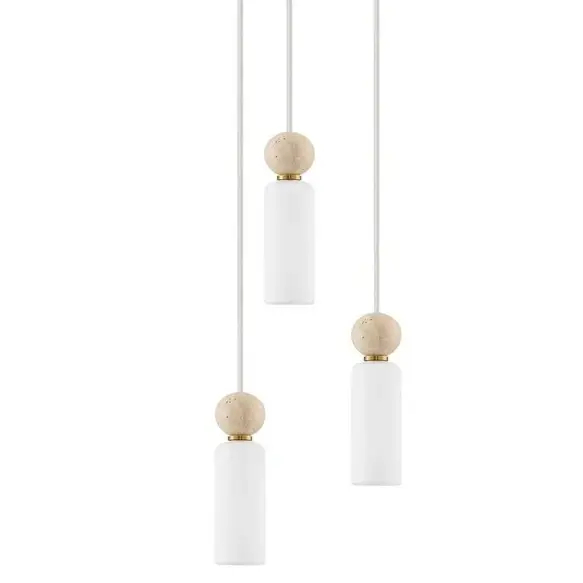 Potrójna lampa wisząca CORVIZO LE45274 glamour szklana biała złota