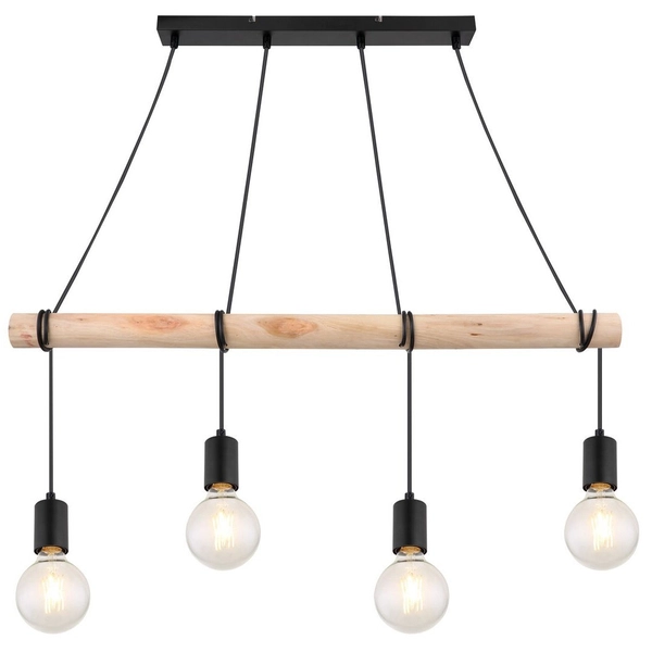Ekologiczna LAMPA wisząca PABLO 3980 Rabalux drewniana belka ZWIS do kuchni czarny