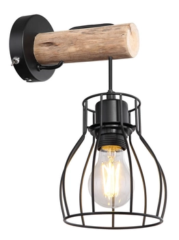 Lampa ścienna Mina 15326NW do przedpokoju czarna drewno