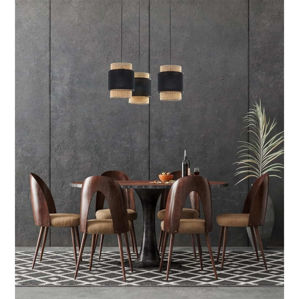 Lampa zwisowa okrągła ratan Boho 6549 TK Lighting ekologiczna czarna