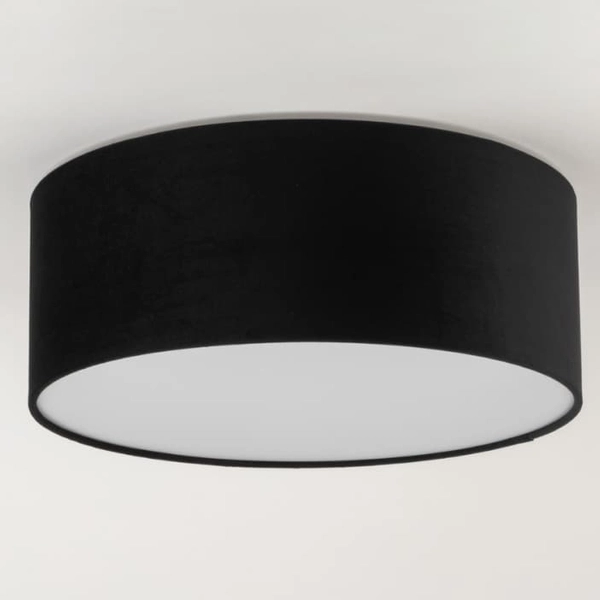 Okrągły plafon do salonu Soft 40648 Sigma welurowy klosz czarny