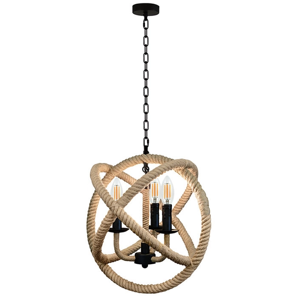 Rustykalna lampa wisząca ROPE 307903 zwis na łańcuchu brązowy