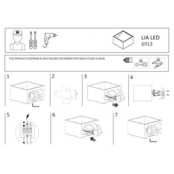 Kwadratowy kinkiet Lia 6913 Nowodvorski LED 7W 3000K kostka metalowy biały