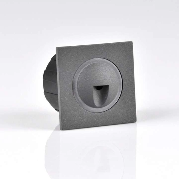 Schodowa LAMPA wpuszczana Q3 LED 313690 Polux kwadratowa OPRAWA podtynkowa LED 3W 4000K metalowa IP44 grafitowa