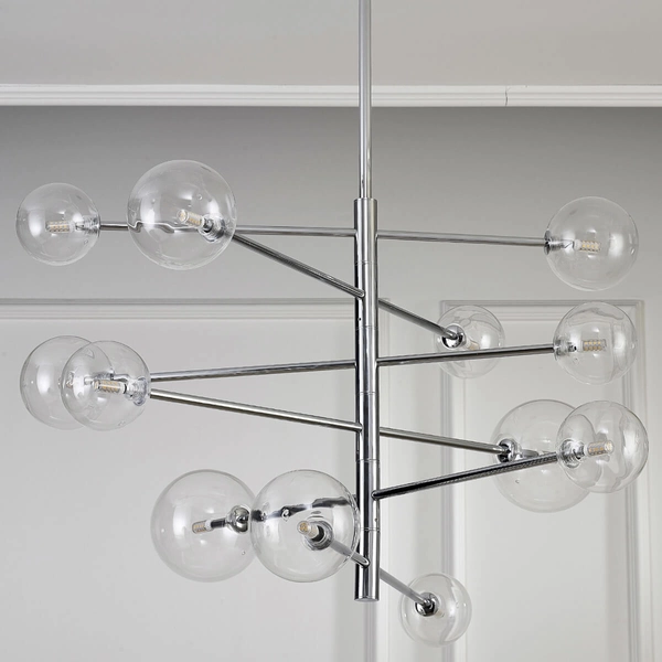 Wisząca lampa salonowa sticks Sola ST-5020-12 Step szklane kule chrom