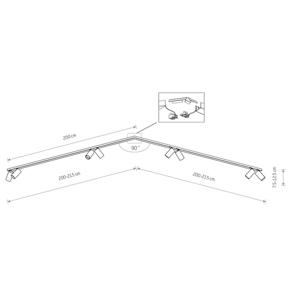 Czarna lampa natynkowa Mono 7757 metalowe reflektorki na listwie