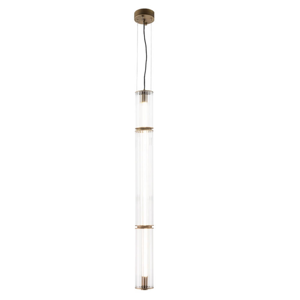 Ryflowana lampa zwisająca Merezi 2 5217 LED 30W 3000K szklany mosiądz patyna
