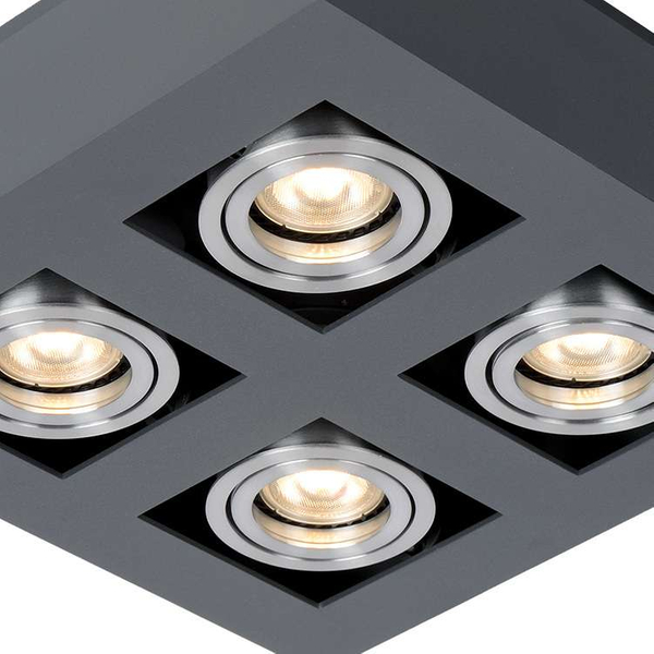 LAMPA sufitowa CASEMIRO IT8002S4-BK/AL Italux metalowa OPRAWA kwadratowy SPOT czarny