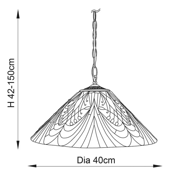 Wisząca lampa salonowa Hector 64162 witrażowa na łańcuchu kolorowa