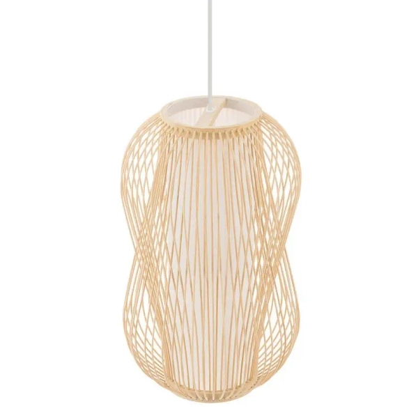 Drewniana wisząca lampa Puket 11161 japandi bambusowa metalowa biała