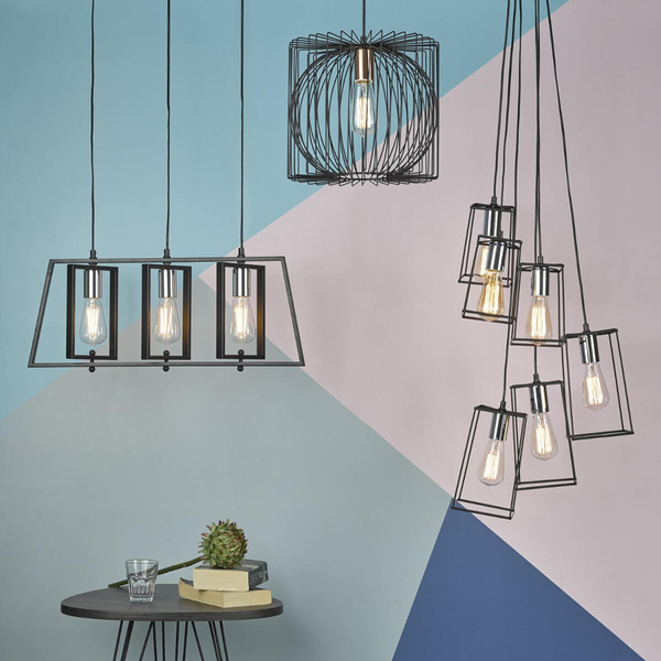 Potrójna lampa wisząca Dax DAX0350 Dar Lighting czarna przezroczysta