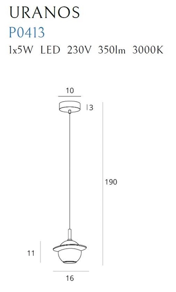 Lampa wisząca URANOS P0413 marmurowa LED 1,5W 3000K planeta biała złota