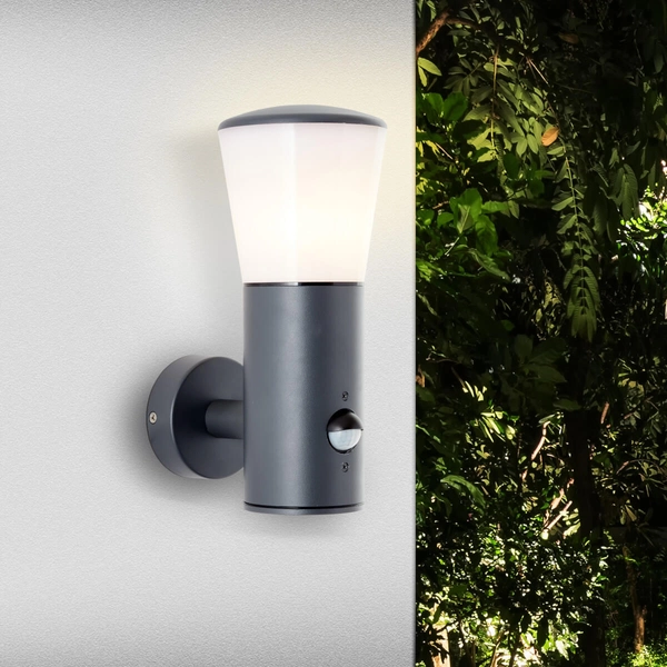 Zewnętrzna lampa ścienna Cliffi 96476/63 IP44 czujnik ruchu antracyt