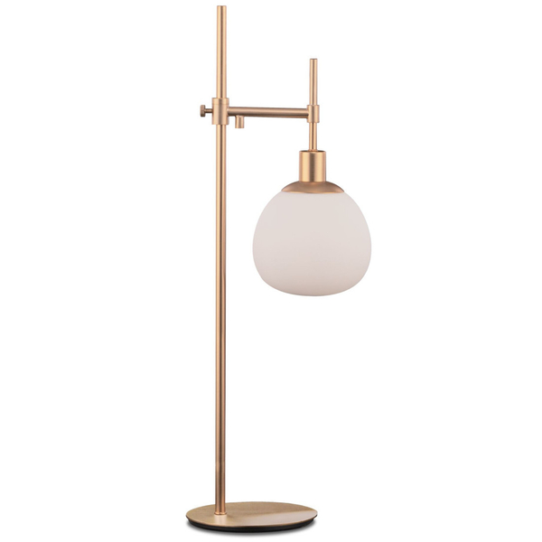 Stojąca LAMPKA biurkowa ERICH MOD221-TL-01-G Maytoni szklana kula biała miedziany