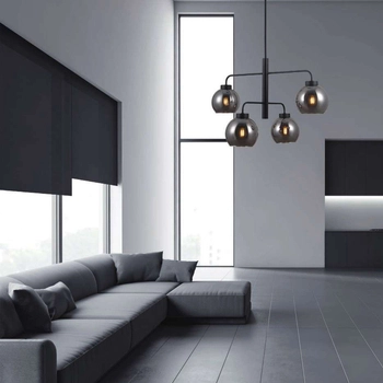 LAMPA wisząca POGGI PND-28028-4D Italux szklana OPRAWA zwis kule balls czarne przydymione