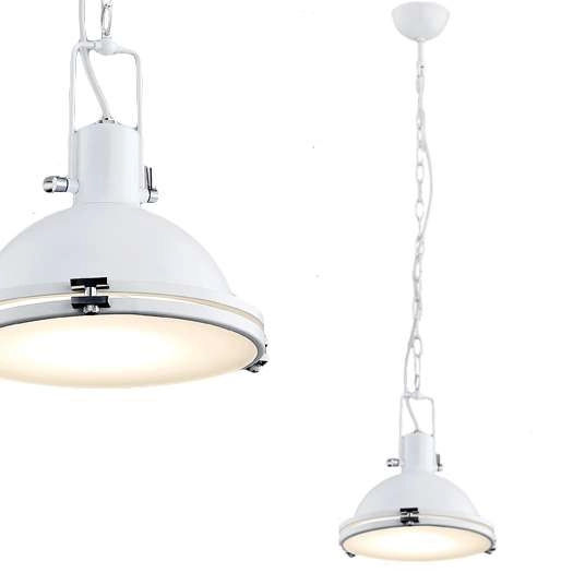 Industrialna LAMPA wisząca NAUTILIUS M 10265101 Kaspa metalowa OPRAWA okrągły ZWIS na łańcuchu biały